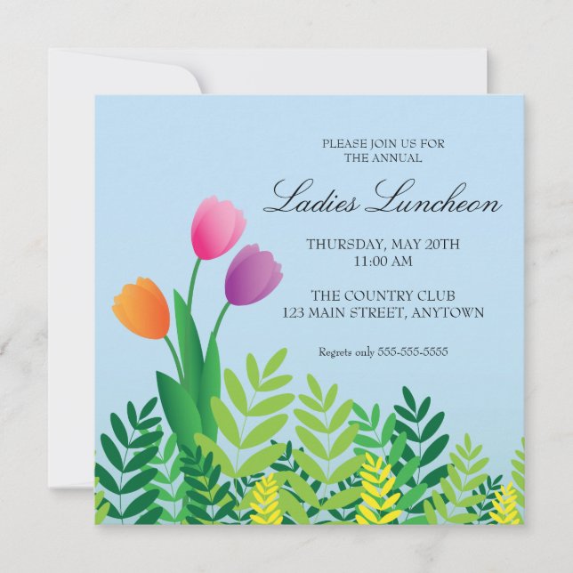Colourful Tulips Spring Luncheon Invitation (Front)
