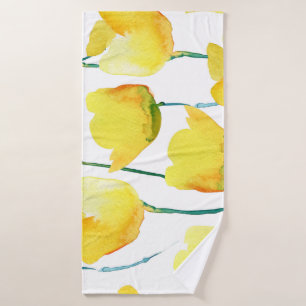Colourful Tulips Watercolor: Seamless Illustration Bath Towel