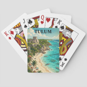 Colourful Tulum Mexico Vacation Retro Travel Playing Cards