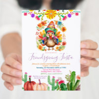 Colourful Turkey Floral Cactus Friendsgiving Fiest