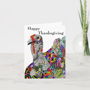 Colourful Turkey Happy Thanksgiving Greeting Card