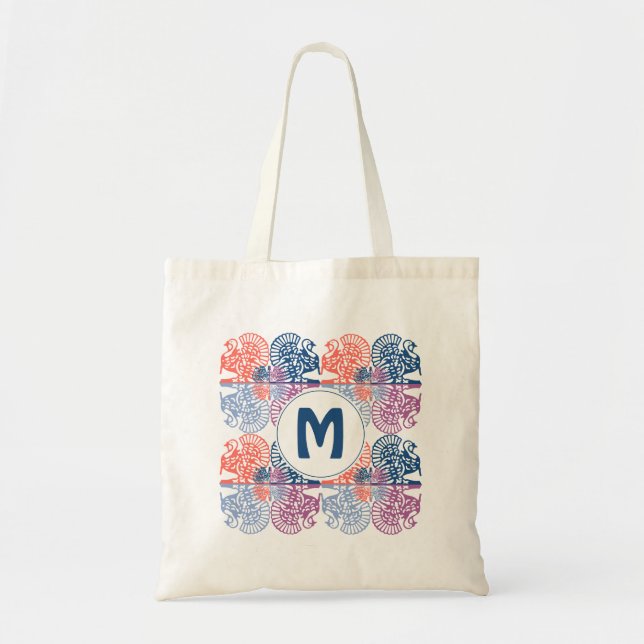 Colourful TURKEY Pattern | Monogram Tote Bag (Front)