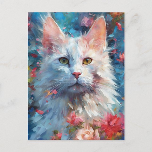 Colourful Turkish Angora cat Postcard (Front)