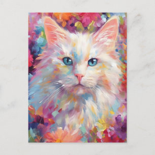 Colourful Turkish Angora cat Postcard