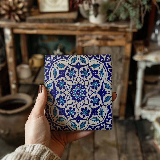 Colourful Turkish Ottoman Iznik Blue Decorative Ceramic Tile (Creator Uploaded)