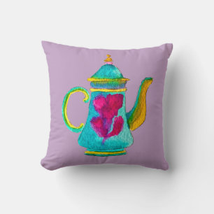 Colourful Turkish teapot watercolor Cushion
