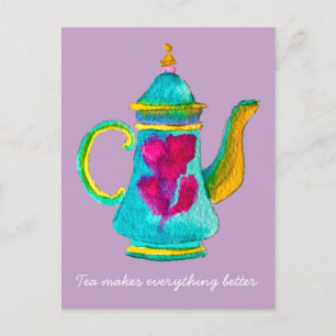 Colourful Turkish teapot watercolor Postcard
