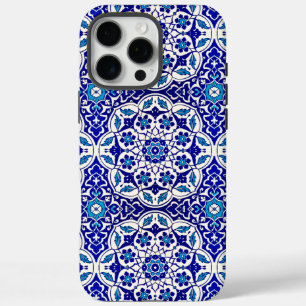 Colourful Turkiye Ottoman Iznik Blue White Pattern iPhone 16 Pro Max Case