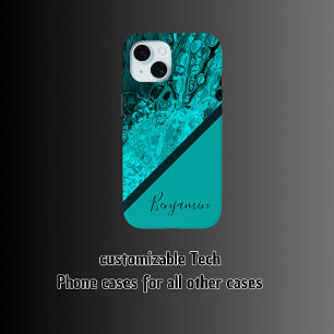 colourful turqouise chic cool marble iPhone 15 case