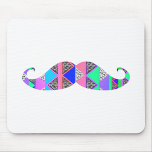 Colourful Turquoise Aztec Pattern Moustache Mouse Pad