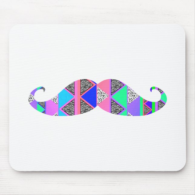 Colourful Turquoise Aztec Pattern Moustache Mouse Pad (Front)