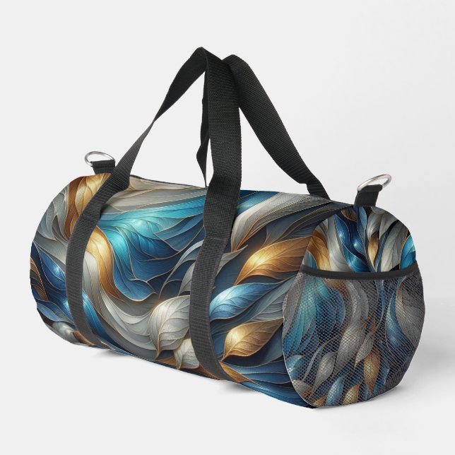Colourful Turquoise Blue Abstract  Duffle Bag (Right Corner)