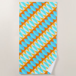 Colourful Turquoise Blue Orange Yellow Pattern Beach Towel