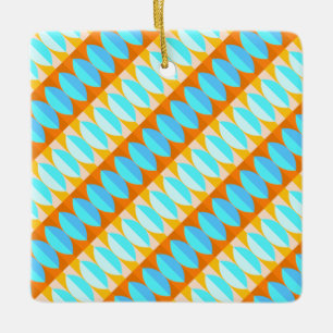 Colourful Turquoise Blue Orange Yellow Pattern Ceramic Ornament