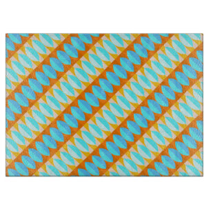 Colourful Turquoise Blue Orange Yellow Pattern Cutting Board