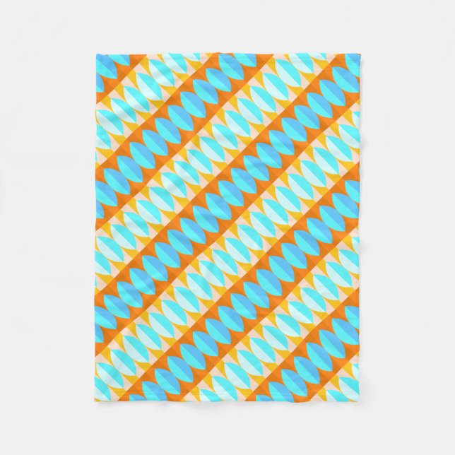 Colourful Turquoise Blue Orange Yellow Pattern Fleece Blanket (Front)