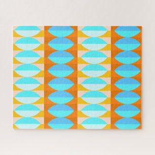 Colourful Turquoise Blue Orange Yellow Pattern Jigsaw Puzzle