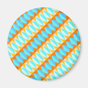 Colourful Turquoise Blue Orange Yellow Pattern Magnet