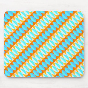 Colourful Turquoise Blue Orange Yellow Pattern Mouse Pad