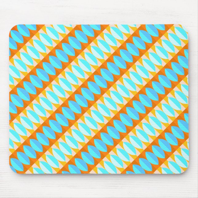 Colourful Turquoise Blue Orange Yellow Pattern Mouse Pad (Front)