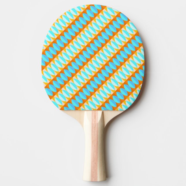 Colourful Turquoise Blue Orange Yellow Pattern Ping Pong Paddle (Front)