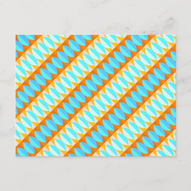 Colourful Turquoise Blue Orange Yellow Pattern Postcard (Front)