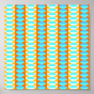 Colourful Turquoise Blue Orange Yellow Pattern Poster