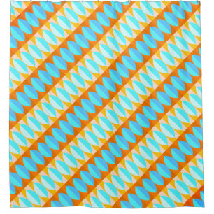 Colourful Turquoise Blue Orange Yellow Pattern Shower Curtain