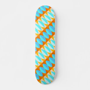 Colourful Turquoise Blue Orange Yellow Pattern Skateboard