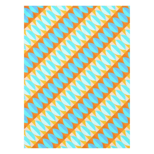 Colourful Turquoise Blue Orange Yellow Pattern Tablecloth (Front)