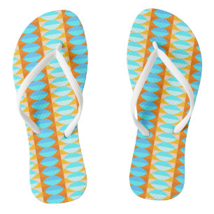 Colourful Turquoise Blue Orange Yellow Pattern Thongs