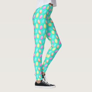 Colourful Turquoise Easter Egg Pattern Leggings