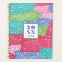 Colourful Turquoise, Pink & Red Abstract Art Planner