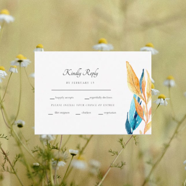 Colourful Turquoise & Yellow Foliage RSVP (Creator Uploaded)