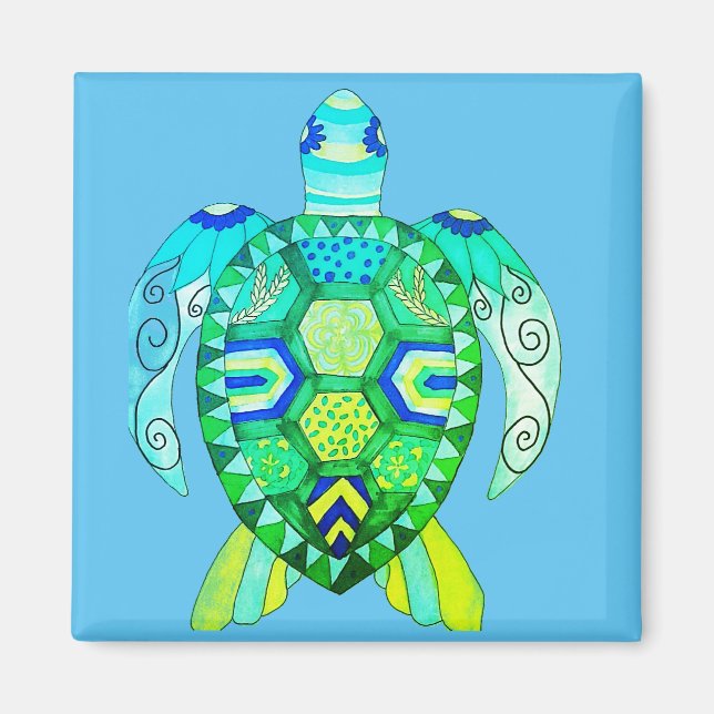Colourful Turtle drawing Magnet (Front)