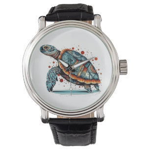 Colourful turtle painted in aboriginal style watch
