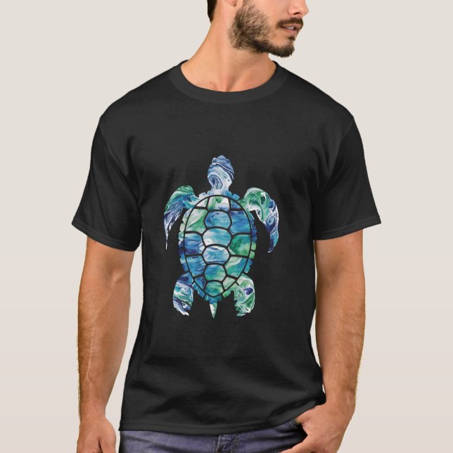 Colourful Turtle Sea Creature Ocean Art T-Shirt (Front)