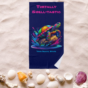 Colourful Turtle Splash Beach Towel