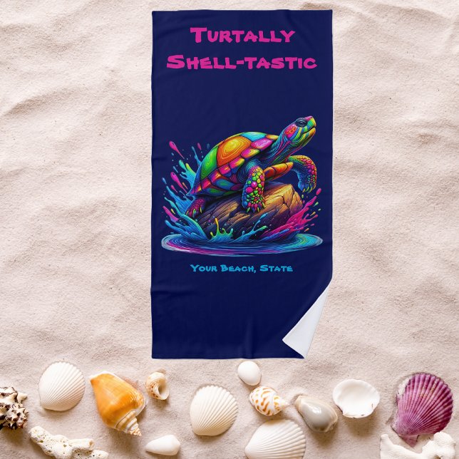 Colourful Turtle Splash Beach Towel (Soak up the sun in bold, vibrant style with our Colorful Turtle Splash Beach Towel)