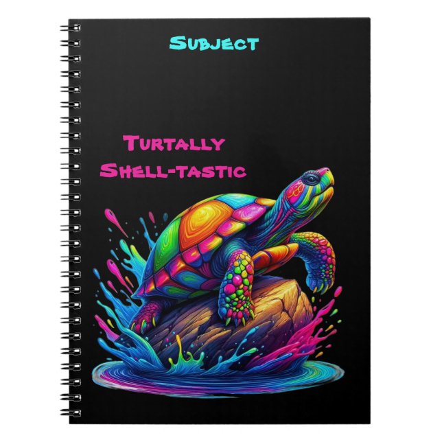 Colourful Turtle Splash Notebook (Front)