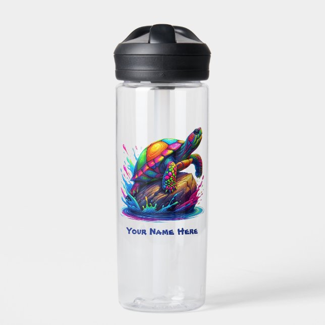 Colourful Turtle Splash Water Bottle (Front)