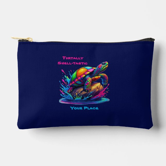Colourful Turtle Splash Zippered Pouch (Front)