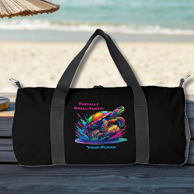 Colourful Turtle Splash Zippered Pouch Duffle Bag (Colorful Turtle Splash-Fisherman Core-Dopamine Dressing-Small Pouch-Black)