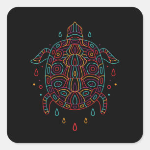 Colourful Turtle Square Sticker
