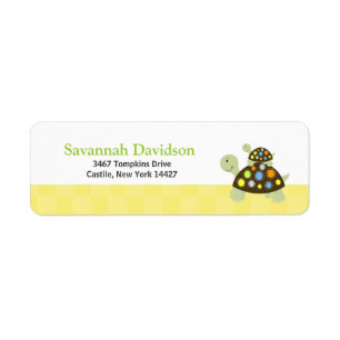 Colourful Turtle (Yellow) Custom Address Label Return Address Label