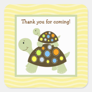Colourful Turtle (Yellow) Square Envelope Seals 20
