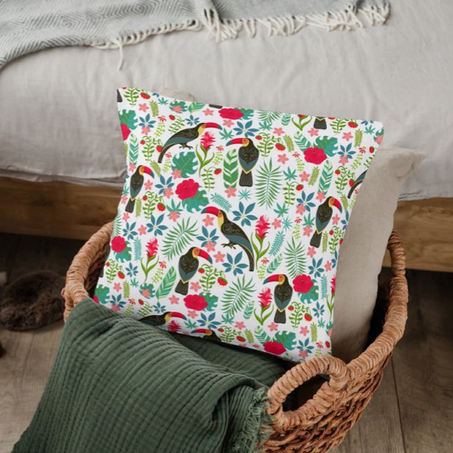 Colourful tuscans tropical flowers pattern cushion (Creator Uploaded)