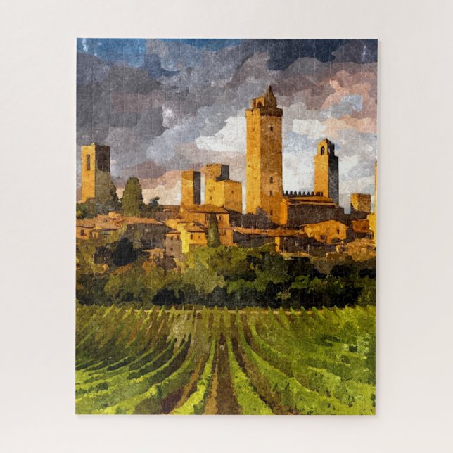 Colourful Tuscany Castle Aquarelle Painting Jigsaw Puzzle (Vertical)