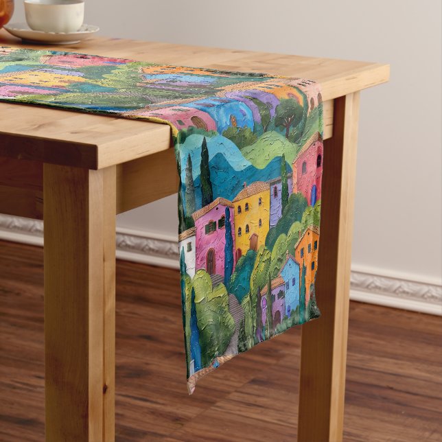 Colourful tuscany houses  short table runner (In Situ)