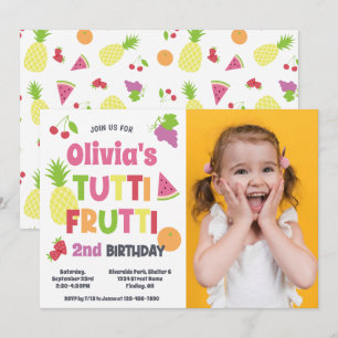 Colourful Tutti Frutti Photo Birthday Party Any Ag Invitation